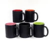 US Warehouse Tasses en céramique de sublimation blanche vierge 11 oz Tasses en céramique de couleur à changement chaud vierges Les tasses à café en céramique mélangent l'intérieur coloré ou la poignée RTS