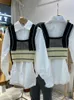 Swetry damskie Koreańska elegancka kamizelka swetra Kobiety Kobiety Vintage Dilelets Sans Manches w stylu college'u