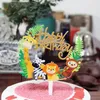 Festive Supplies Happy Birthday Cake Toppers Animal Decorations Safari Party Jungle Theme Forest Zoo Favor