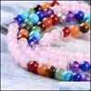 Beaded Strands Meditation Mti-Layer Long Strands Bracelets 7 Chakra Yoga Natural Round Amethyst Mala Beads Tassel Jewelry Drop Deliv Dhtqu