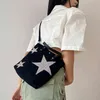 Sacs à bandoulière Mode Denim Femmes Sacs À Main De Luxe Diamants Étoiles Motif Bandoulière Simple Sac Casual Petit Fourre-Tout Seau Sacs À Main 220920