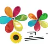 Trädgårdsdekorationer Rainbow Pinwheels Sunflower Whirligig Wind Spinner Stora väderkvarnar Toys For Yard Lawn Art Decor Baby Kids Toy GWE14286