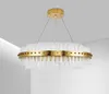 Żyrandole salon LED żyrandol Nowoczesna luksusowa lampa kryształowa podwójna szklana warstwa zawiesiny oświetlenie jadalnia złoto
