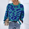 Maglioni da donna LOGAMI Autunno Inverno Pullover girocollo Maglione femminile Maglione lavorato a maglia leopardato in colore a contrasto 220920