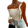 Kobiety swetry damskie moda eleganckie dzianiny długie rękaw z ramię seksowne swobodne guziki Top Femme Ladies Solid Fall Spring 220919