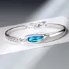 Link-Armbänder, luxuriöse blaue Zirkonia-Stein-Manschette, glänzendes Mikrokristallpflaster, Wasserloch, charmantes Armband, Zubehör, Geschenke für Frauen