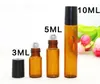 Mini Roll em garrafas de vidro 1ml 2ml 3ml 5ml 10ml de perfume de perfume essencial recipiente de óleo essencial com rolo de bola de aço inoxidável