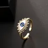 S3211 Modeschmuck Emaille Evil Eye Ring Bunte Zirkon Blaue Augen Verstellbare Ringe