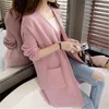 Women's Sweaters Pink Blue Knitted Long Vest Women Sweater 2017 Spring Autumn Casual Pocket Tricot Vest Female Solid Sweaters ZY3412 J220915