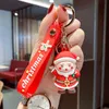 Party Favor cartoon schattige kerstman Key Chain Soft Rubber Doll Car Key Ring Pendant Fashion Bag Ornament Accessori Keychain Christmas Gift RRE14325