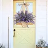 Flores decorativas, guirnaldas artificiales de lavanda, decoración para el hogar, decoración colgante para puerta delantera, colgante de corona Diy, adorno para fiestas y vacaciones