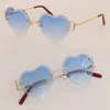 New print Lens Sunglasses Women Frame Abnormal trend Rimless Luxury Moissanite Diamond Cut Men Design glasses Outdoors Mirrored Summer Outdoor Traveling