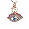 Chave anéis shinestone Evil Eye keyring Turkish Blue Eyes Charm Bag Pingente Pingente Titular do Ringue de Moda Personalidade Metal Alloy Chains para Dhrsb