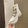 Boots 2022 New Women Fashion Solid Platform Chain Casual Chunky Riding L220916