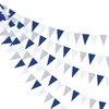 Party Decoratie 10ft Navy Blue White Royal Year Paper Triangle Flag Banners Boy Birthday Baby Shower Bruiloft Decoraties