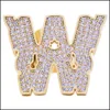 Cluster anneaux Nouveaux diamants glacés en or 18 km personnalisés Big A-Z Lettre initiale Bande de doigts Mentins pour femmes