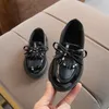 Sneakers flickor svart klänning läder skor barn bröllop patent barn skola oxford platt mode gummi a568 220920