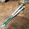 Nieuw Theone Balisong Orca Butterfly Trainer Training Knife Titanium Blade Not Sharp Channel G10 Handgreep Swing Jilt Knives Ex10 Chimera Hom Cyoz Triton Squid Nautilus