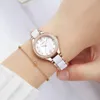 Mode dames waterdicht keramisch oppervlak mineraal diamant horloge