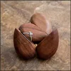 Scatole per gioielli Scatola per anelli in legno di noce a forma di cuore Veet Supporto interno morbido Organizer Custodia in legno per gioielli per proposta di fidanzamento C3 Dr Dhyjc