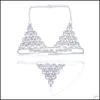 Inne patrz Pic Fashion Trend Style Sieć ciała Bra Metties Kobieta seksowna bling krineston bikini biżuteria kombinezon piersi