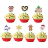 Festive Supplies 14Pcs/lot Merry Christmas Paper Cake Topper Santa Claus Snowman Cupcake Birthday Party Baking Decoration