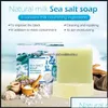 Savon fait à la main Bain Corps Santé Beauté 100G Enlèvement Bouton Pores Traitement de l'acné Nettoyant au sel de mer Lait de chèvre Mo Topscissors Otqab