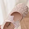 Sneakers Girls Single Princess Shoes Pearl Shallow Children s Flat Shose Kid Baby Bowknot Spring Autumn B207 220920