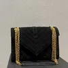 Fashion Handbags Purse Fur Envelope Bag Women Chain Shoulder Messenger Bags Gold Letter Quilted Thread Magnetic Button Flap Hand Clutch Wallet 24cm
