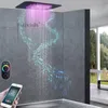 Ванная комната 580x380 мм светодиодная насадка для душа с музыкальным динамиком роскошный потолочный смеситель для душа с дождевым водопадом