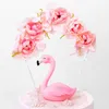 Festive Supplies Birthday Party Cake Decoration Rose Flower Arch Insert Card Ornaments Wedding Pink Decor Topper Silk Slot