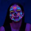 Adesivo per tatuaggio viso fluorescente di Halloween Day of the Dead Party Makeup Adesivo per viso al neon temporaneo divertente per Festival Masquerade GCB15537