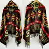 Lenços de lenços multifuncionais étnicos boêmios xale lenço tribal capuzes com cardigans listrados cobertores cape poncho com borla 220920