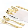 20 PCs/lote de talheres de plástico dourado de plástico de mesa de mesa de mesa descartáveis ​​Facas Forks Spoon Wedding Birthday Party Decor Supplies