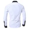 Polos pour hommes Business Noir Blanc Chemise Style Mode Personnalité Casual Slim Revers Mâle Vêtements à manches longues Top Blouse 220920
