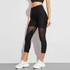 Mulheres leggings preto retalhos malha jeggings leggins feminino elástico calça fitness 220919