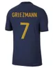 Club Jerseys French 2022 Jersey de football sets 2023 Benzema Mbappe Griezmann Coman Pavard Kante Maillot de Foot Equipe Maillots Kids Kit Men Football Shirt