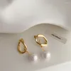 Boucles d'oreilles irrégulières en métal perle pendentif Style sud-coréen à la mode doux géométrique Mme bijoux accessoires de mariage