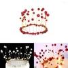 Festliga leveranser metall pärla prinsessan krona tårta topper konstgjorda pärlor huvudbonad bröllop dekorera baby shower födelsedag handgjorda