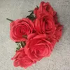 Decorative Flowers Pink Silk Artificial Rose Bouquet Simulation Green Plant Wedding Bridal Home Living Room Balcony Garden Decor