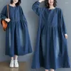 Casual Dresses Denim Dress Female Long Sleeve 2022 Spring and Autumn Korean Loose Large Size Clothing Women Jeans Shirt Robes Y1219