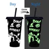 تلطيخ بارد sippy tumplers 710ml البلاستيك درجة حرارة عيد الميلاد مستشعر تغيير الكوب مع الغطاء القش هالوين عيد الفصح Valentine GC