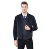 メンズジャケット2022メンズジャケットスプリングフェイクコート秋のファッションスリムフィットボンバーリブチョフアウターウェア服
