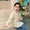 Sukienki dla dziewczynek miękki oddychający maluch dziewczyn koronka bluzka wiosna jesienna koszula dla dzieci z długim rękawem dla księżniczki