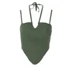 Camisoles Tanks Top senza maniche da donna Halter Sexy per gilet verde militare corto Feminino