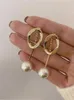 Stud Earrings Irregular Metal Pearl Pendant South Korean Style Fashionable Sweet Geometric Ms Jewelry Wedding Accessories