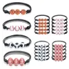 Pallacanestro Calcio Rugby Baseball Pendenti Tennis Braccialetti con ciondoli per uomo Donna Bracciale sportivo in pelle regolabile fatto a mano con palla BBE1