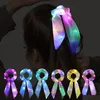 Blinkande hårfläte neon ljus upp båge scrunchies för flickor söta led scrunchie hästsvanshållare halsduk t toppscissors otctm
