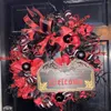 Flores decorativas Seguindo grinaldas para a porta da frente de 40cm/15,8 polegadas decoração de decorações vermelhas pretas