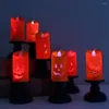 Candele Luci di Halloween LED Candela Zucca Candeliere Lampada Scery Felice Festa di Carnevale Decorazione Puntelli Horror 2022